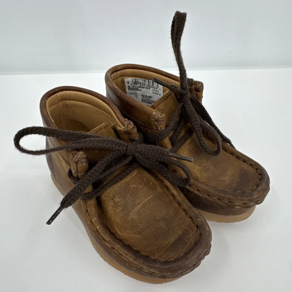 Clarks Originals Wallabee Boot Beeswax‎ Kids Sz 5.5w Brown Leather